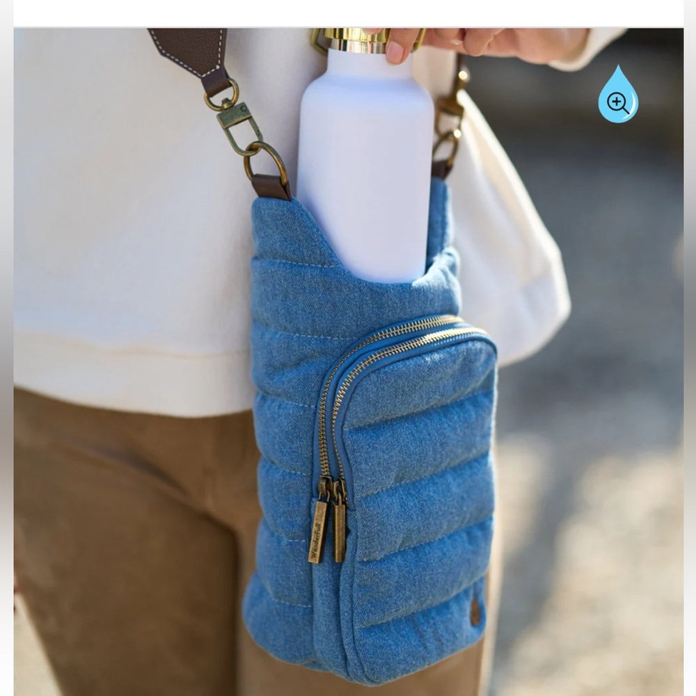 New Stylish Demin Puffer Bottle Bag Crossbody - Picture 3 of 13